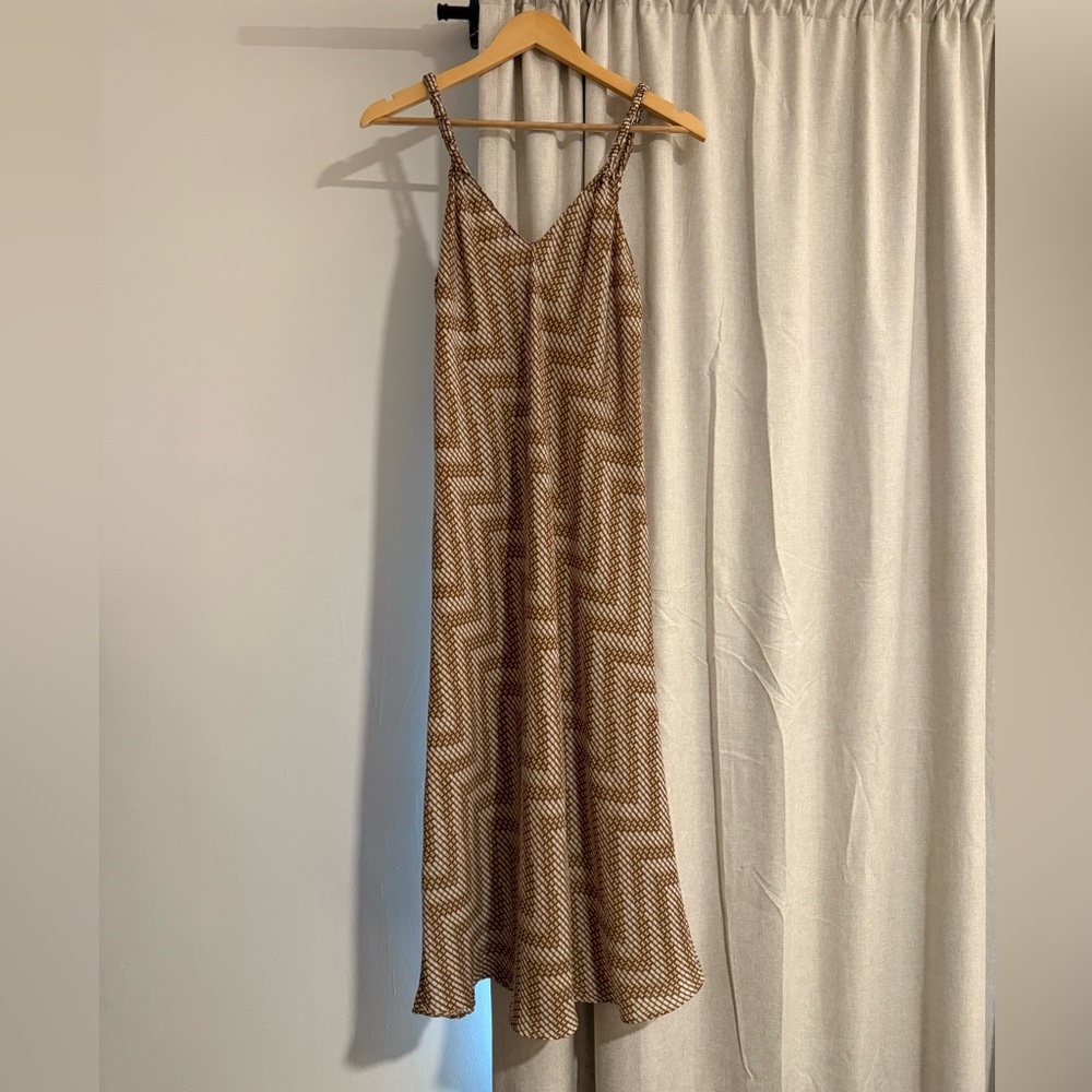 Vintage Zigzag Pattern Midi Slip Dress